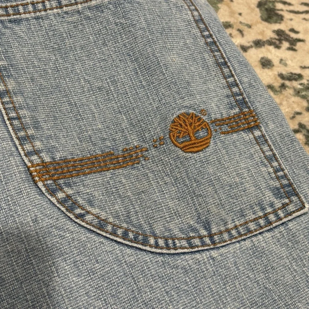 Vintage 90s Timberland Wide Leg Baggy Embroidered Jeans 30X30 - Picture 9 of 9